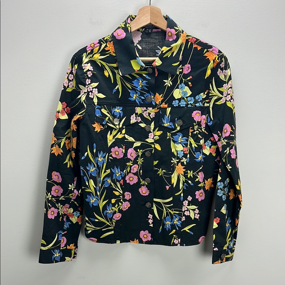 Averardo Bessi Black Floral Jacket Multicolor Made In Italy Womens 10 Bold